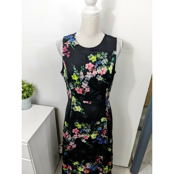 TED BAKER LONDON NWT Black Camylle Pergola Floral Midi Dress Size 12 - Picture 2 of 9
